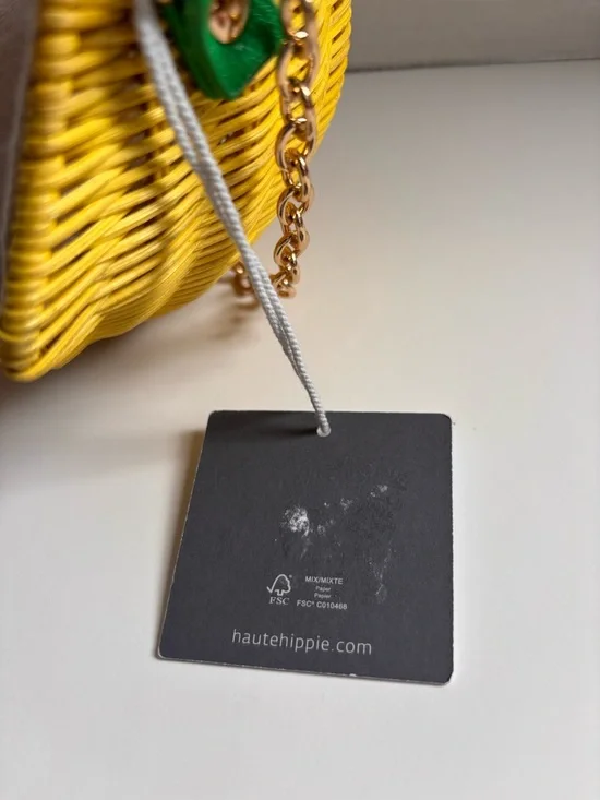 NWT Haute Hippie Style Lemon Fruit Wicker Crossbody Bag Purse - Picture 4 of 8